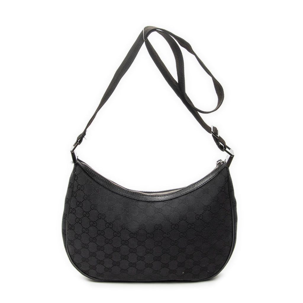 Shoulder Bag Round Zip Messenger Black Monogrammed Canvas