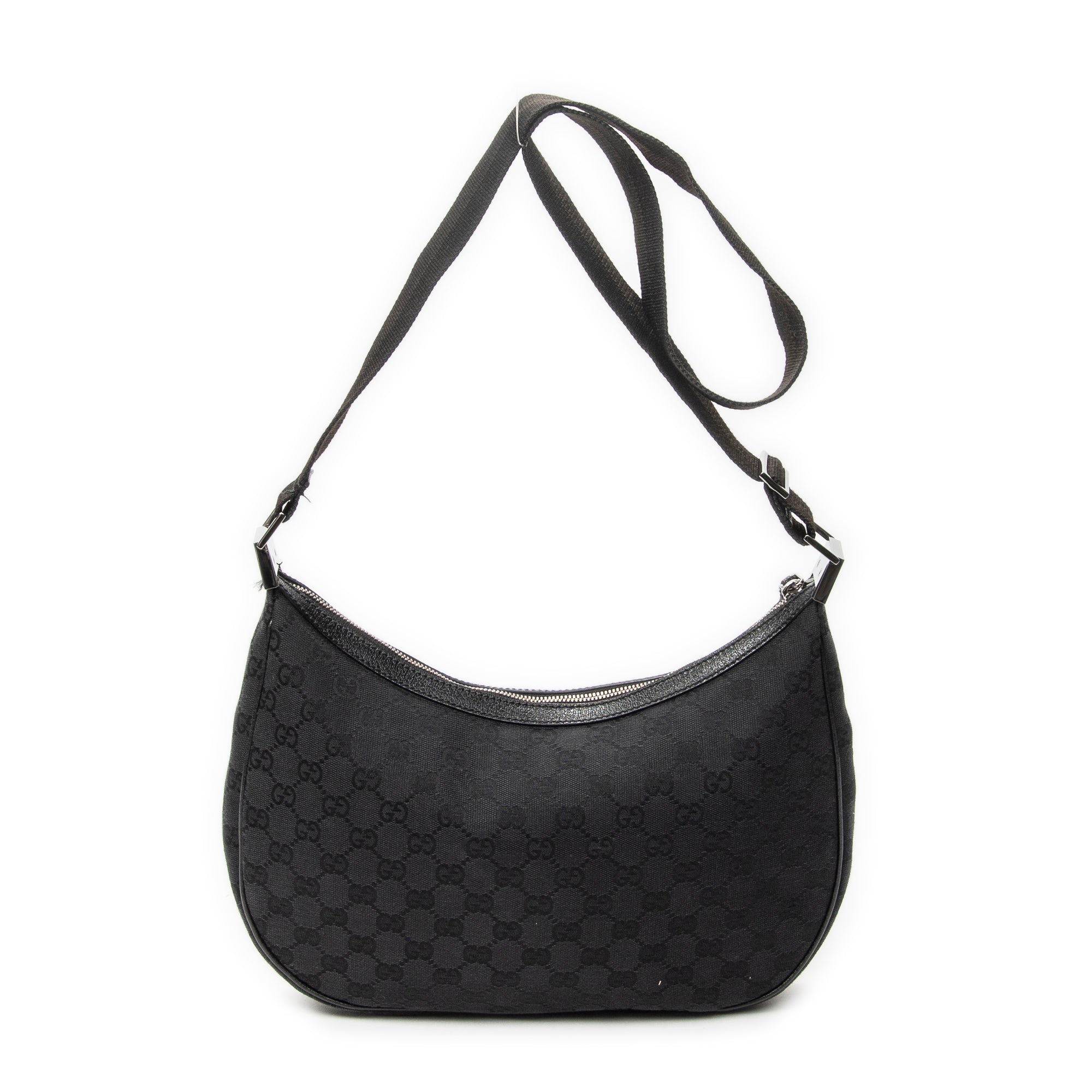 Shoulder Bag Round Zip Messenger Black Monogrammed Canvas