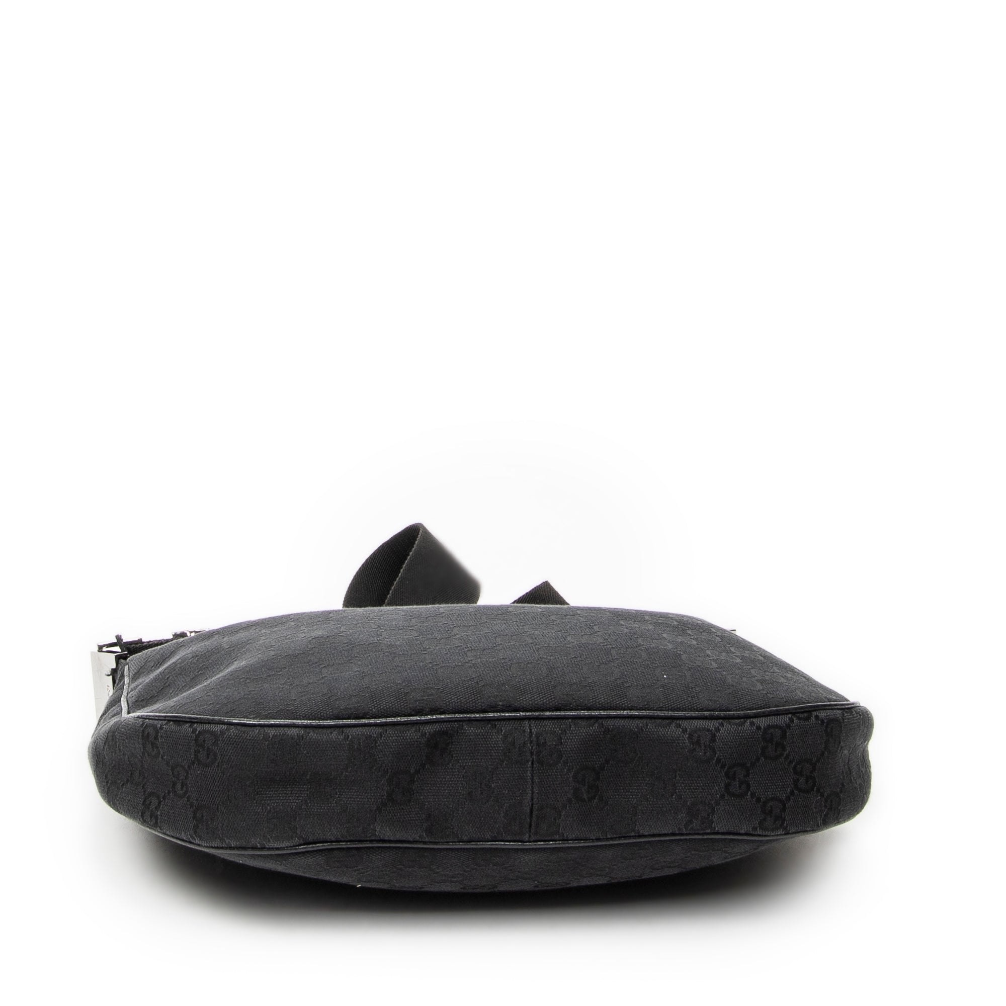 Shoulder Bag Round Zip Messenger Black Monogrammed Canvas