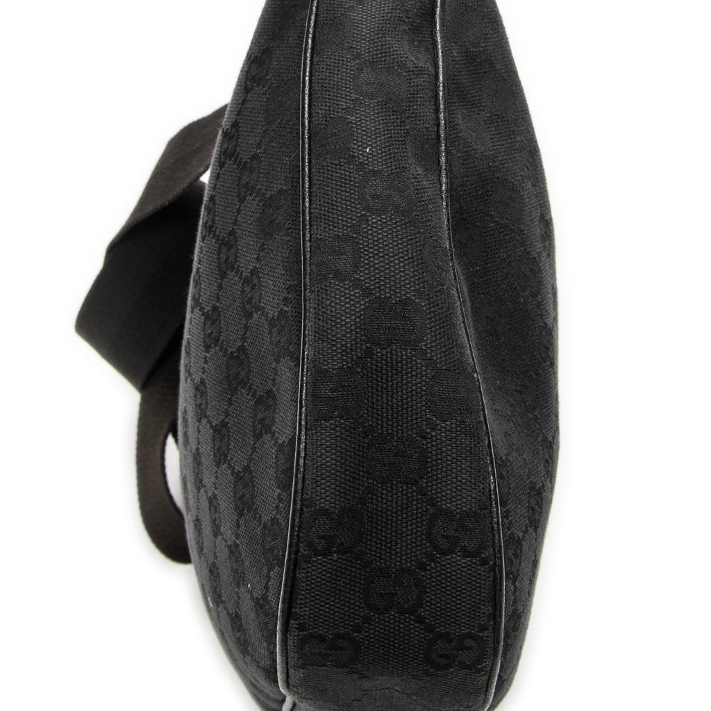 Shoulder Bag Round Zip Messenger Black Monogrammed Canvas