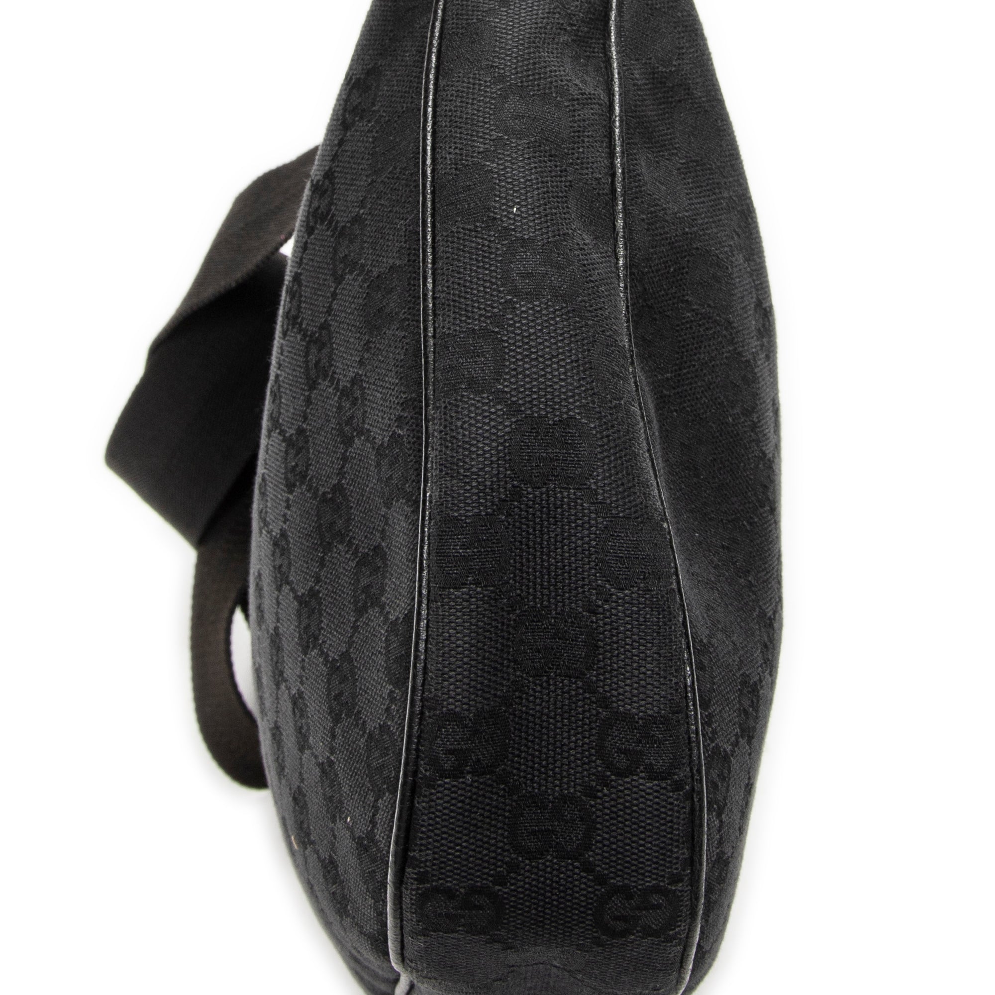 Shoulder Bag Round Zip Messenger Black Monogrammed Canvas