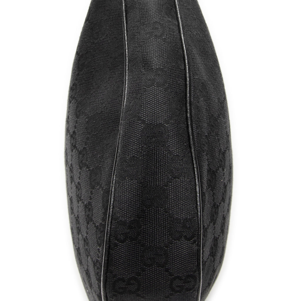 Shoulder Bag Round Zip Messenger Black Monogrammed Canvas