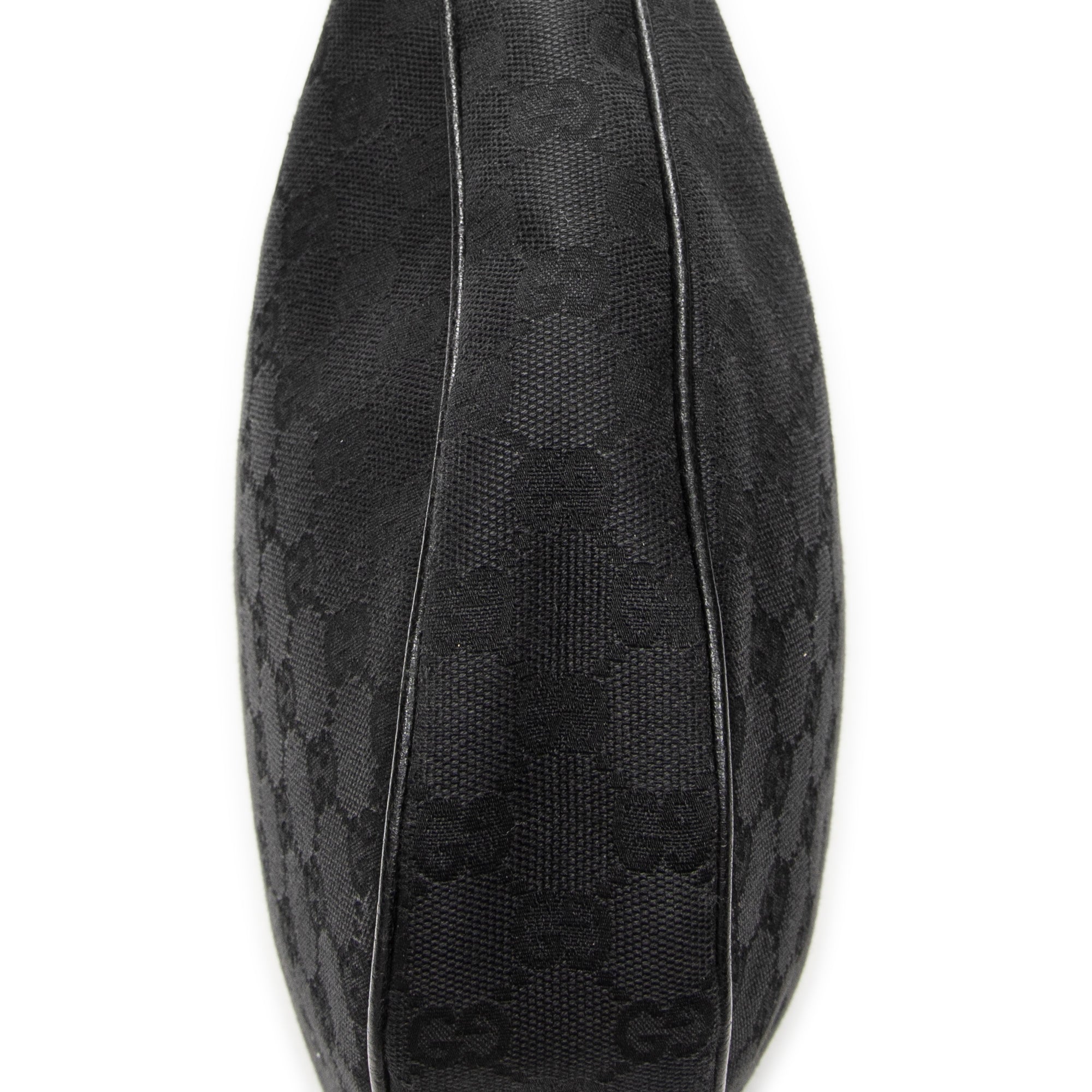 Shoulder Bag Round Zip Messenger Black Monogrammed Canvas