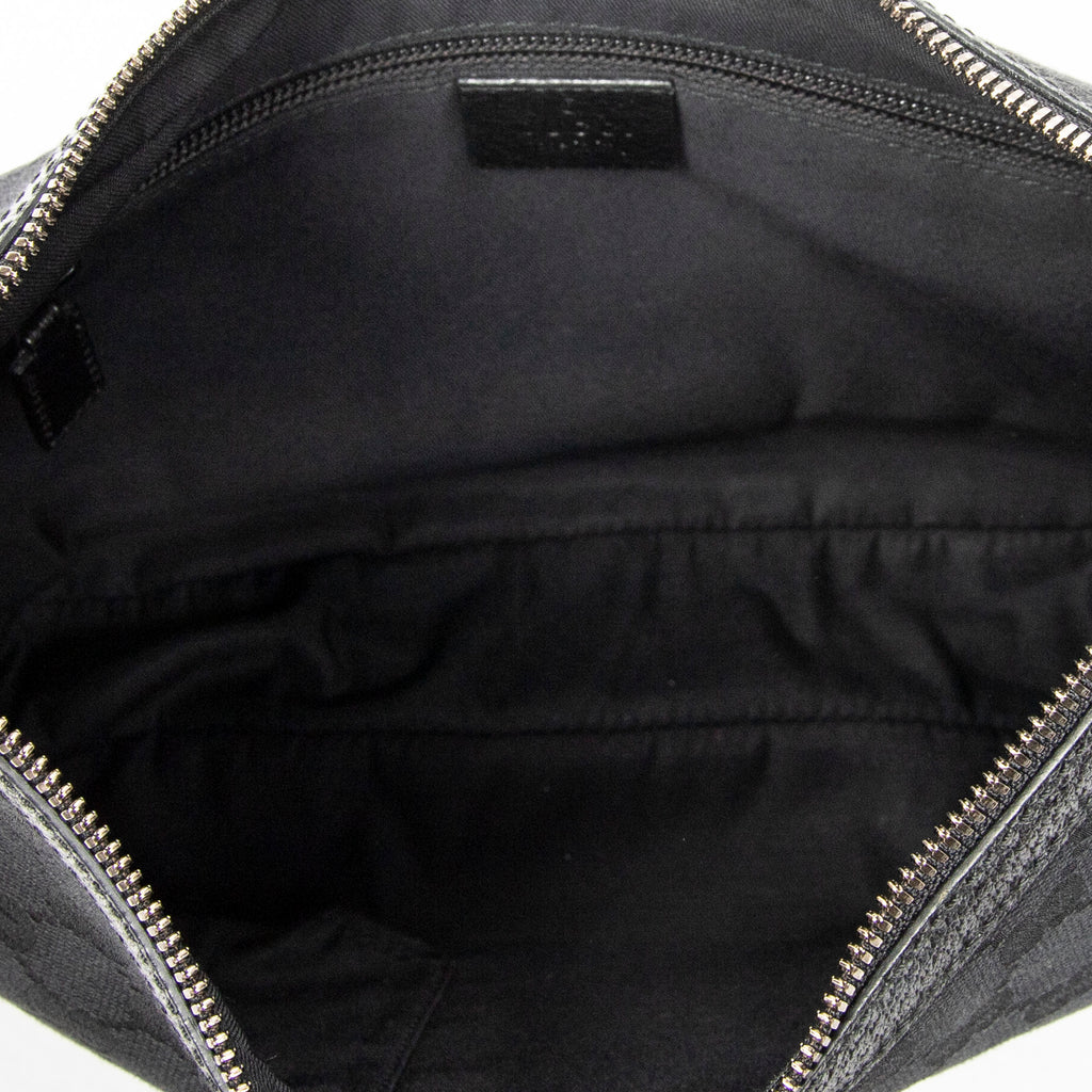 Shoulder Bag Round Zip Messenger Black Monogrammed Canvas