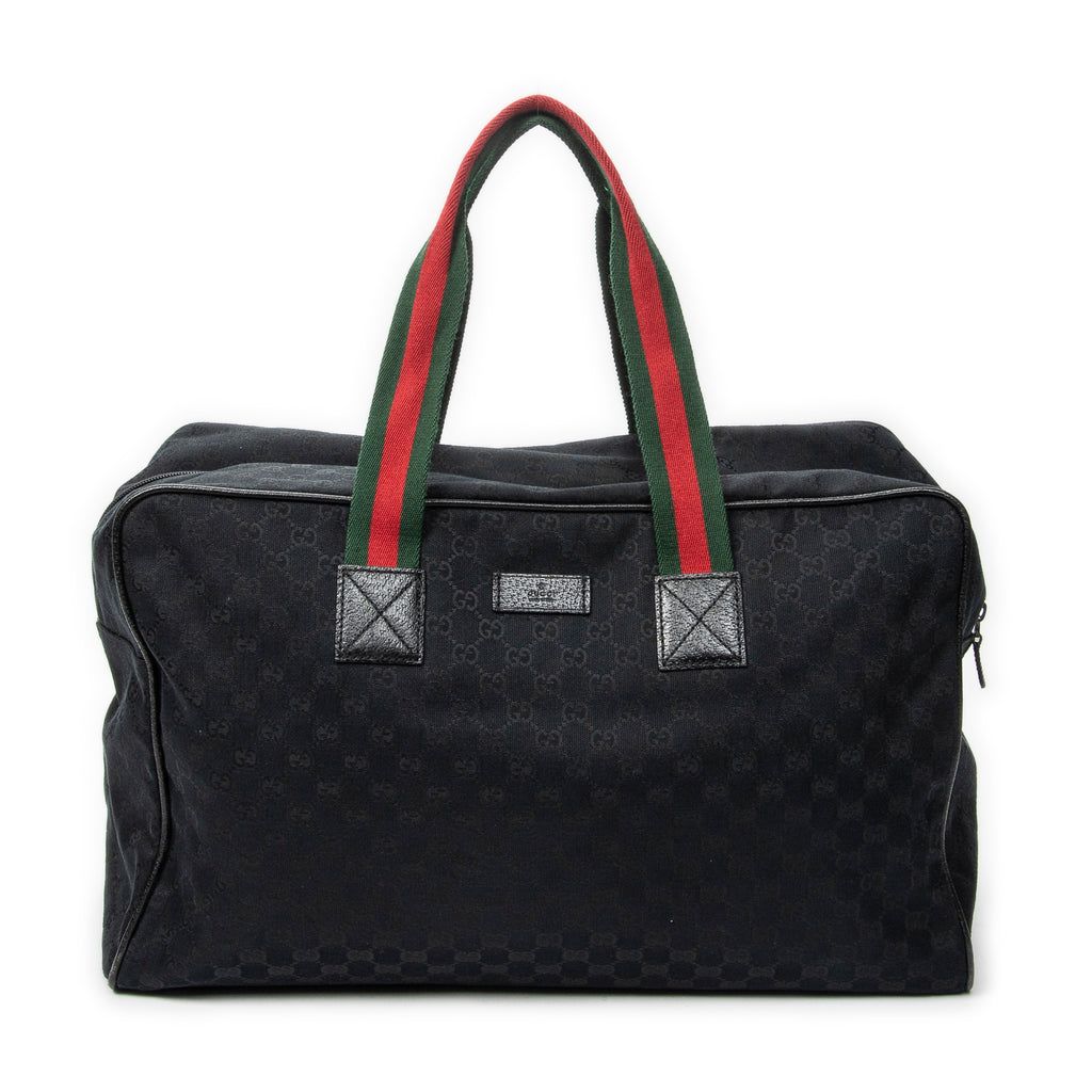 Travel Bag Web Carry On Duffle Bag Black Monogrammed Canvas