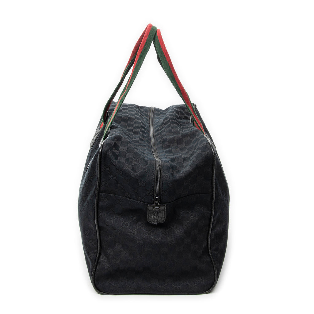Travel Bag Web Carry On Duffle Bag Black Monogrammed Canvas