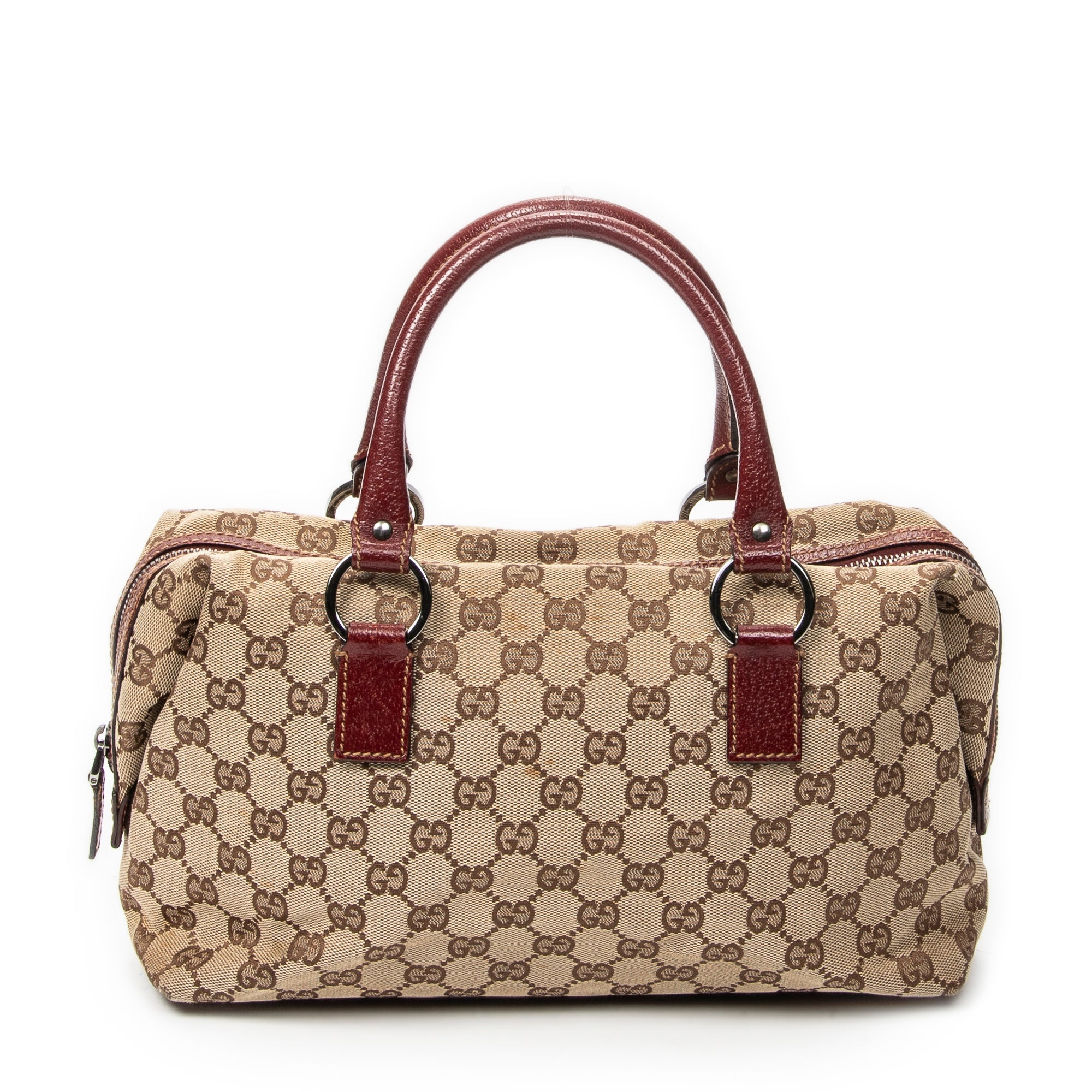 Shoulder Bag Small Boston Beige Monogrammed Canvas