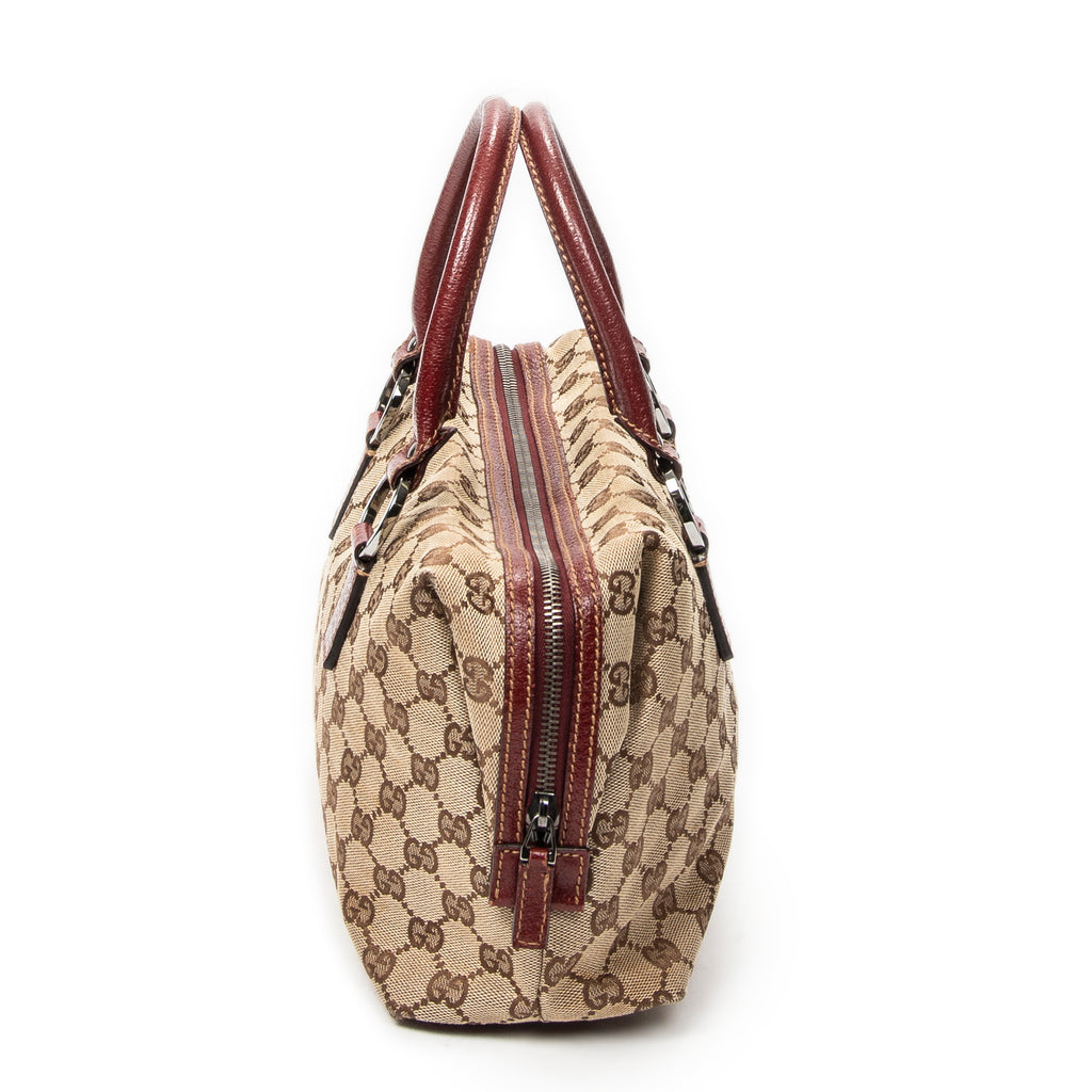 Shoulder Bag Small Boston Beige Monogrammed Canvas