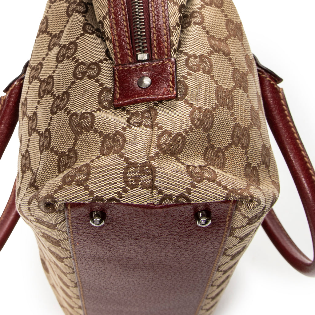 Shoulder Bag Small Boston Beige Monogrammed Canvas