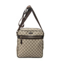 Shoulder Bag Front Zip Messenger Beige Supreme Coated Canvas