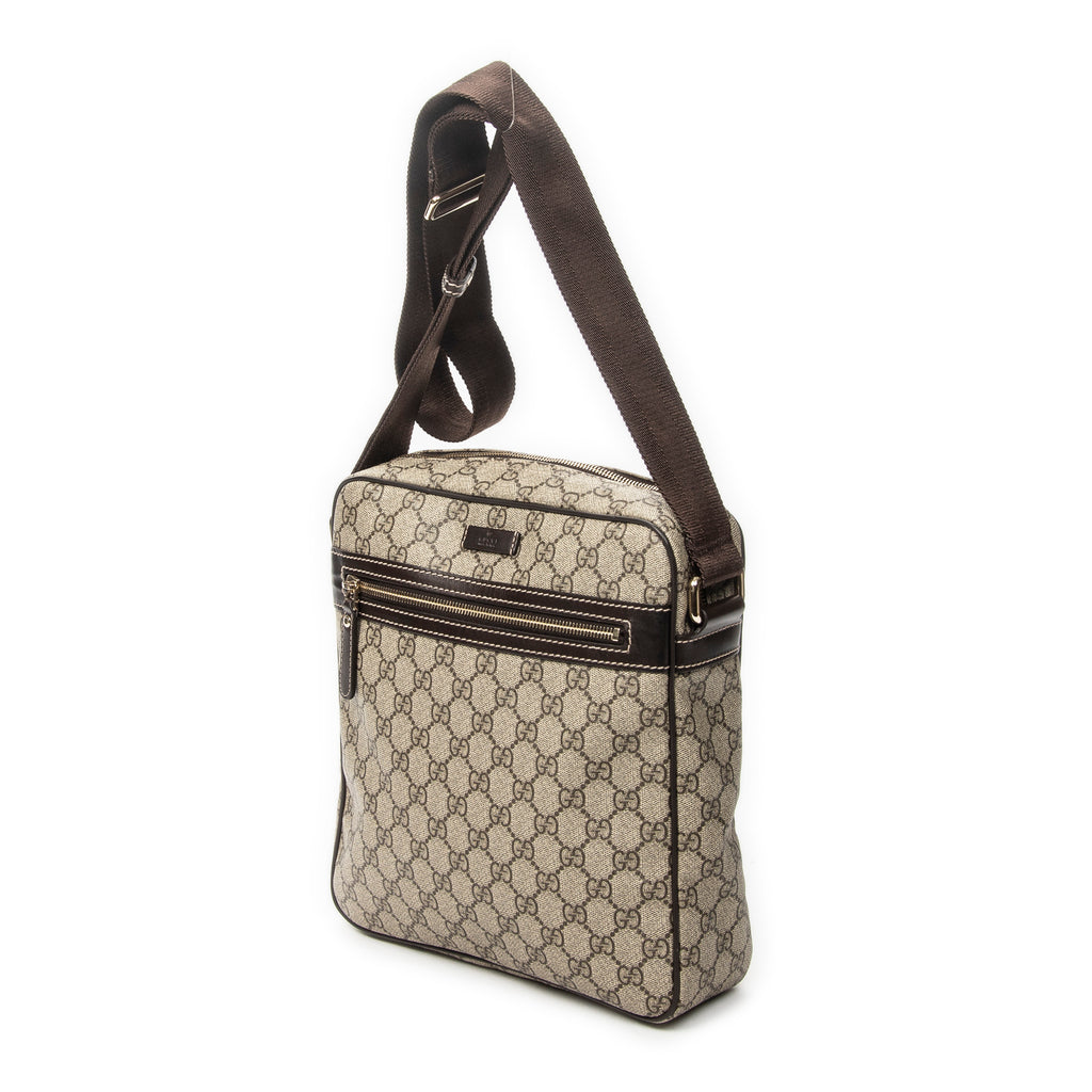 Shoulder Bag Front Zip Messenger Beige Supreme Coated Canvas