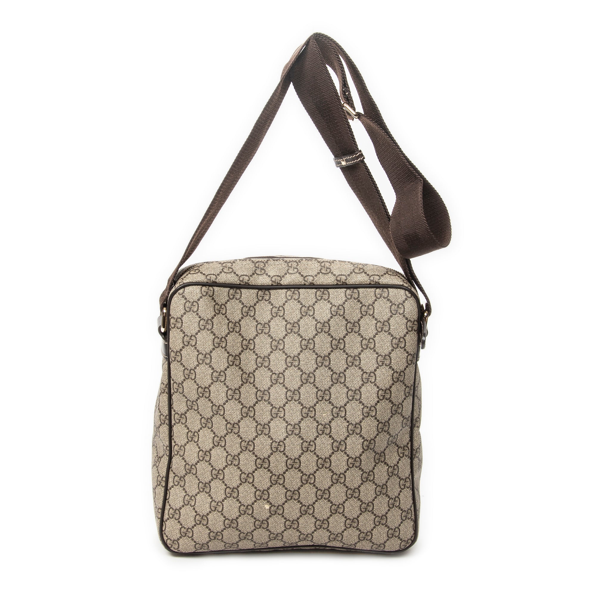 Bandolera de lona revestida Supreme beige con cremallera frontal