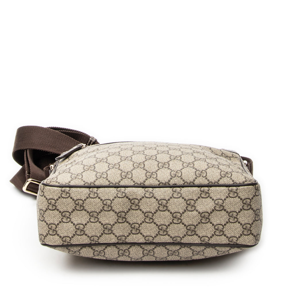 Shoulder Bag Front Zip Messenger Beige Supreme Coated Canvas