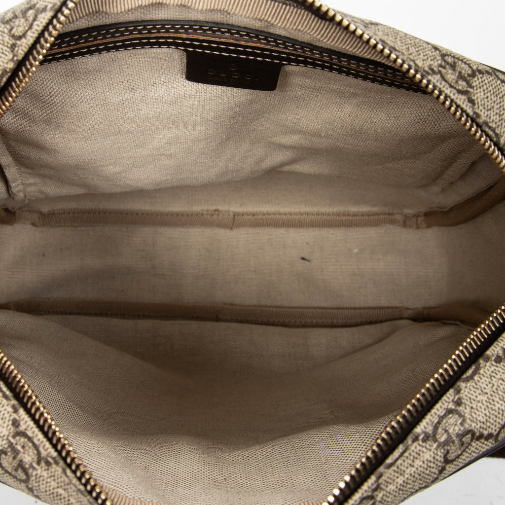 Shoulder Bag Front Zip Messenger Beige Supreme Coated Canvas