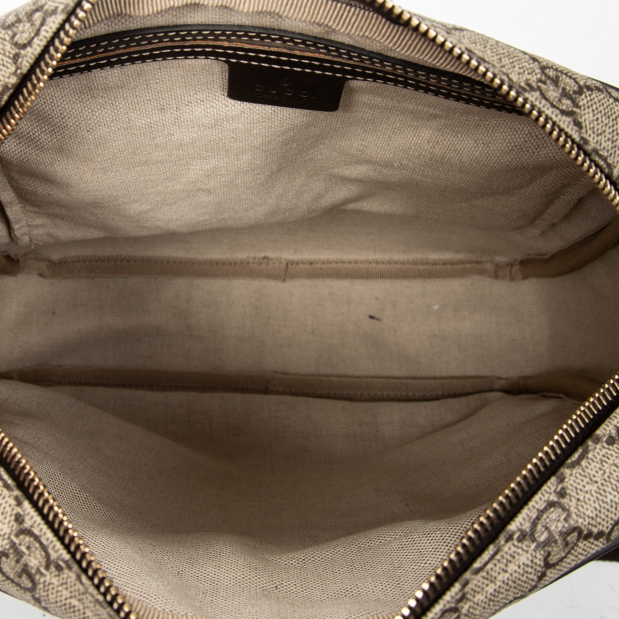 Shoulder Bag Front Zip Messenger Beige Supreme Coated Canvas