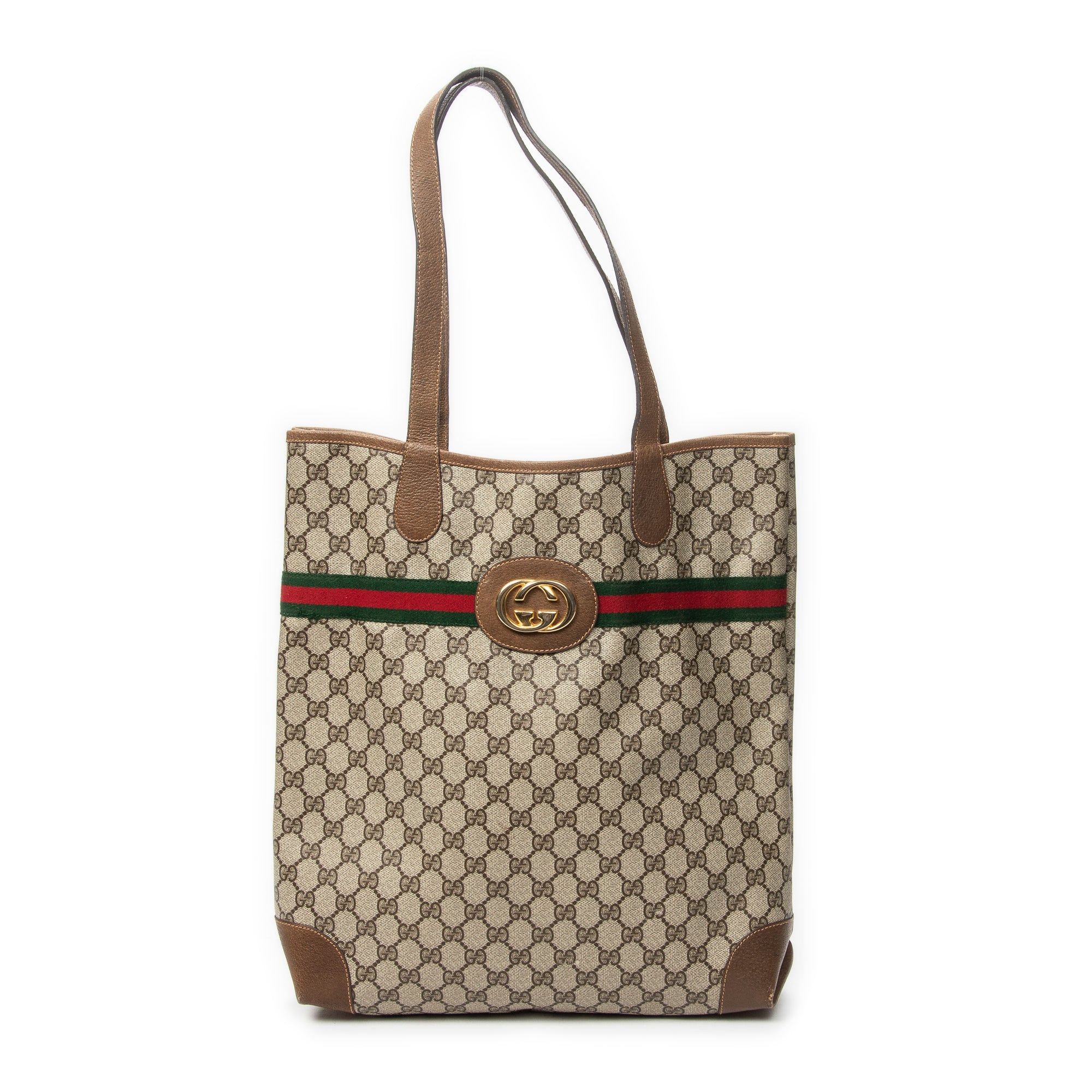 Shoulder Bag Vintage Web Vertical Tote Beige Supreme Coated Canvas