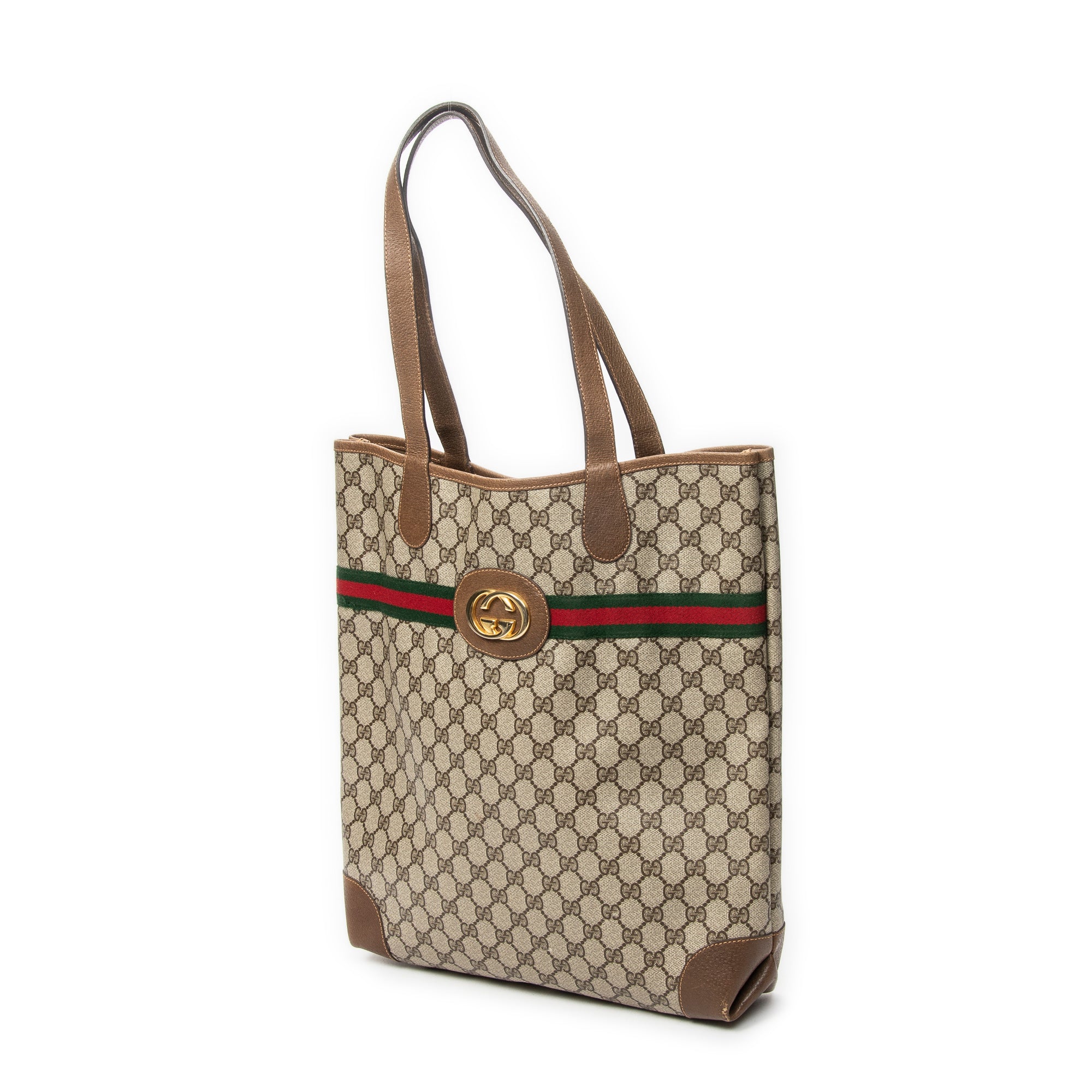 Shoulder Bag Vintage Web Vertical Tote Beige Supreme Coated Canvas