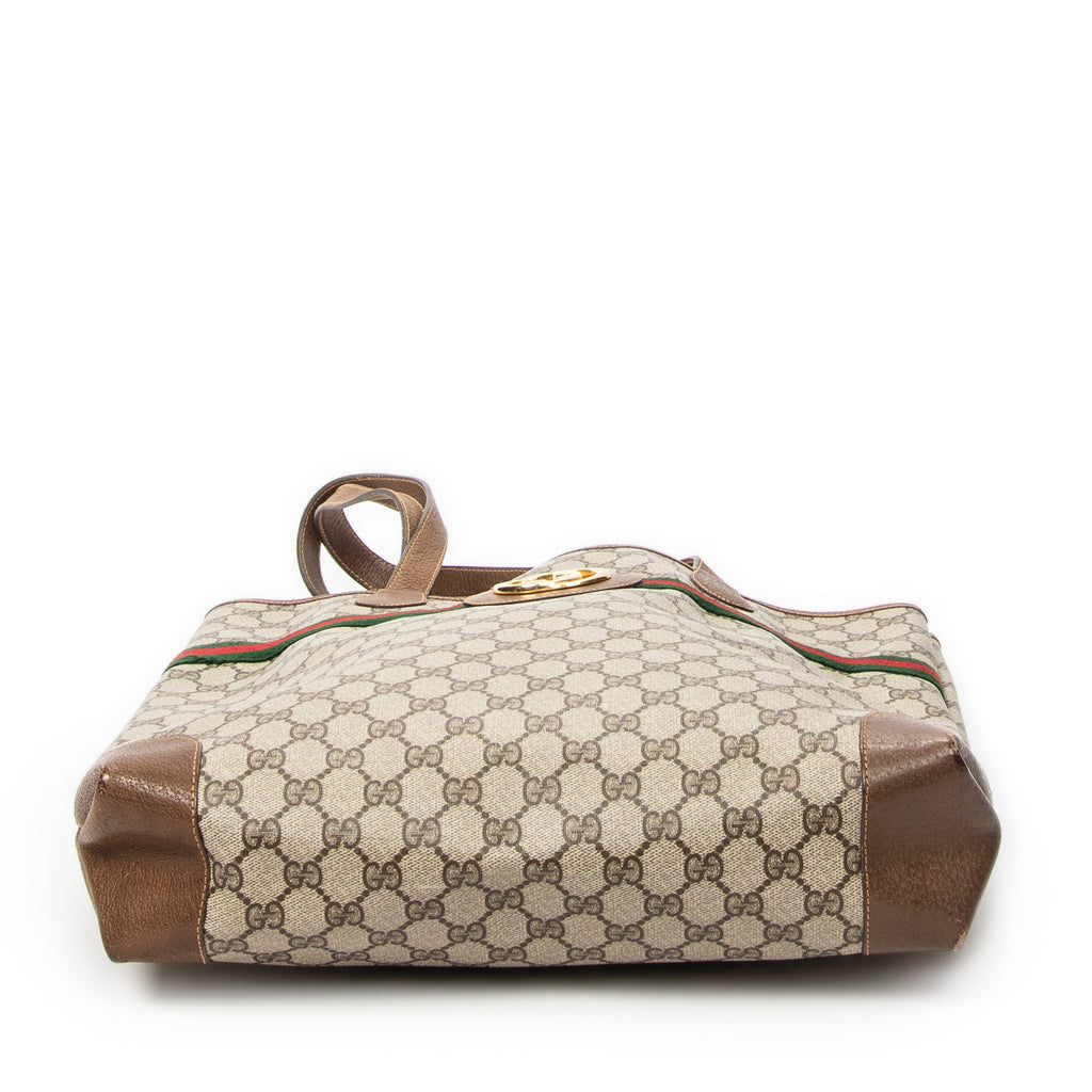 Shoulder Bag Vintage Web Vertical Tote Beige Supreme Coated Canvas