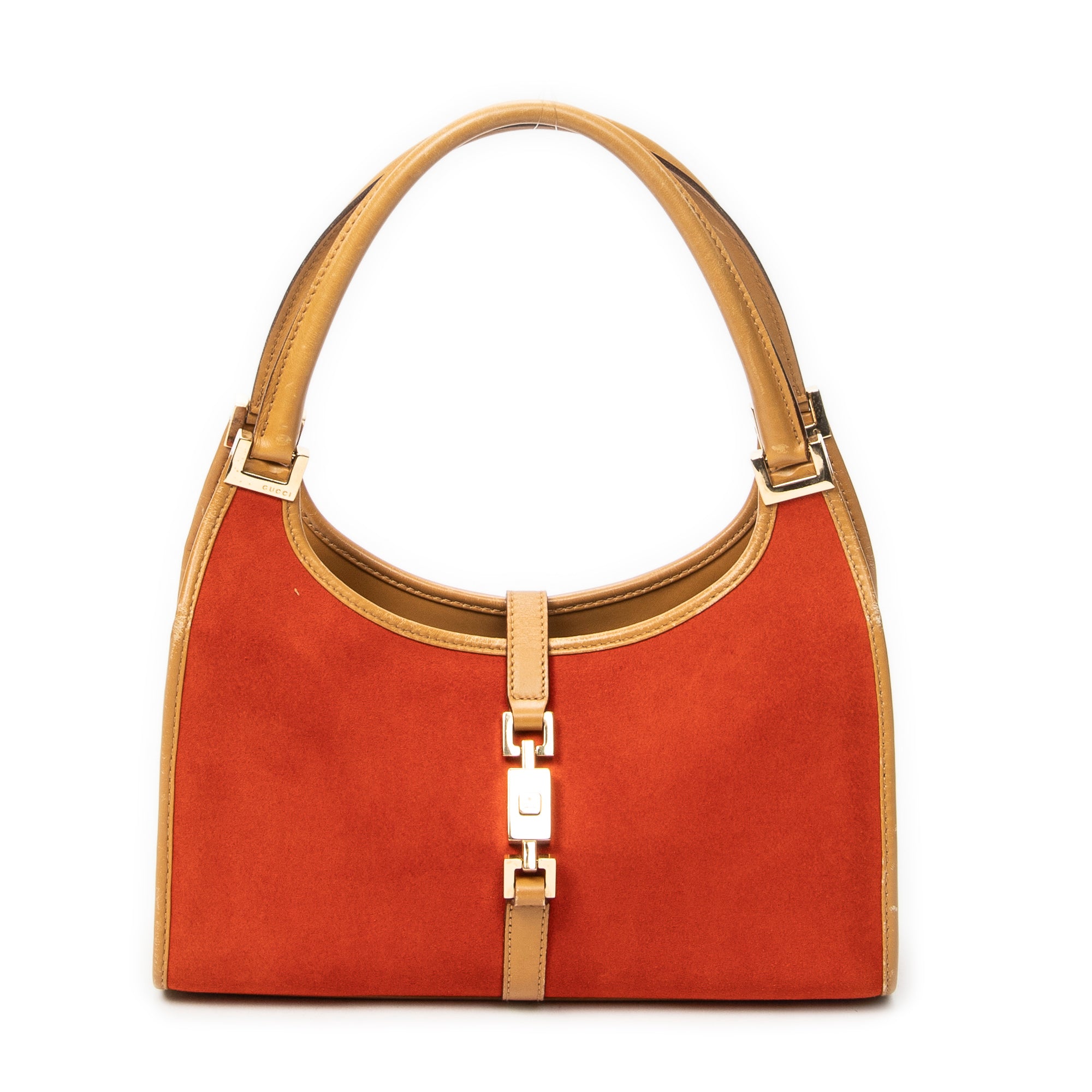 Shoulder Bag Small Bardot Tote Orange Suede Leather