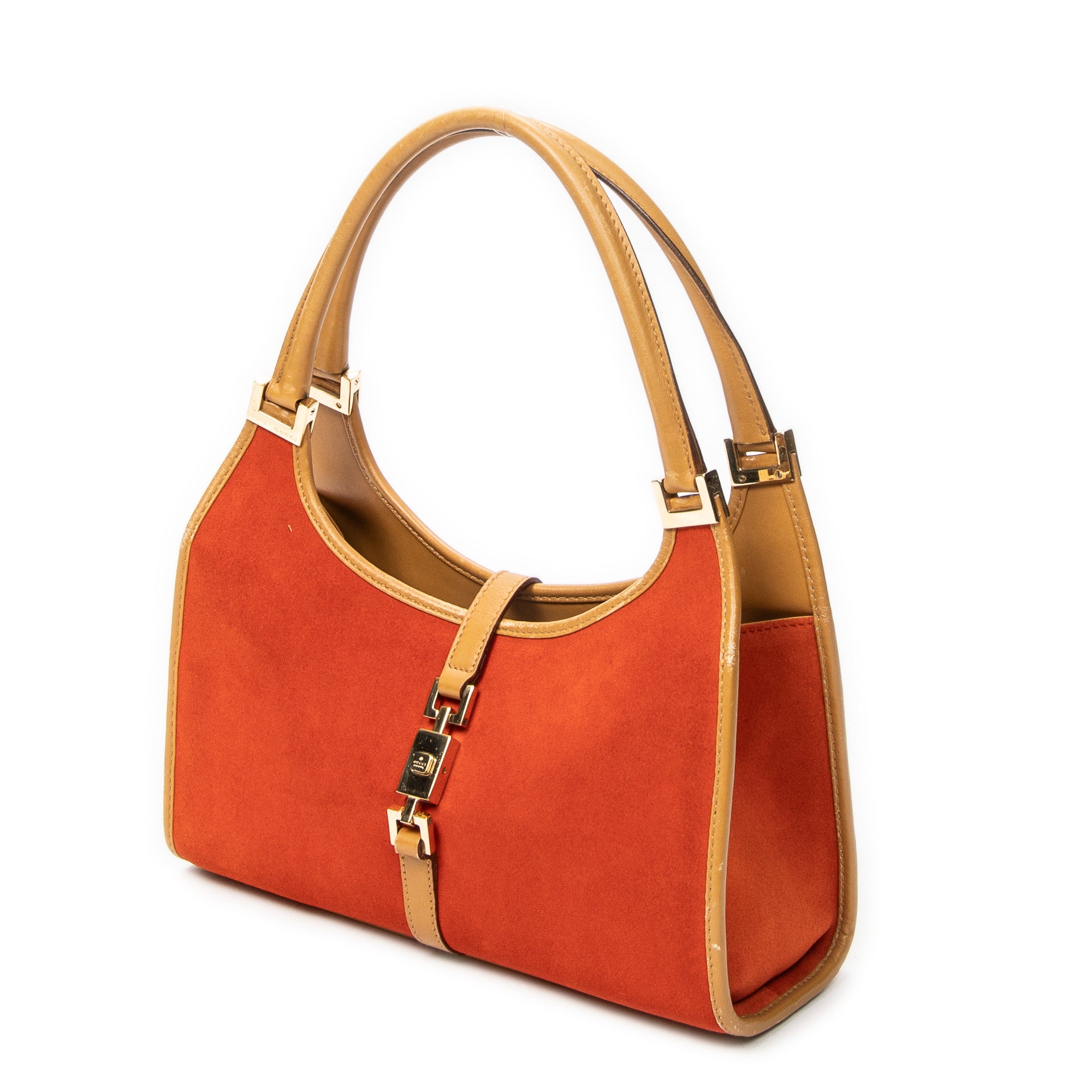 Shoulder Bag Small Bardot Tote Orange Suede Leather
