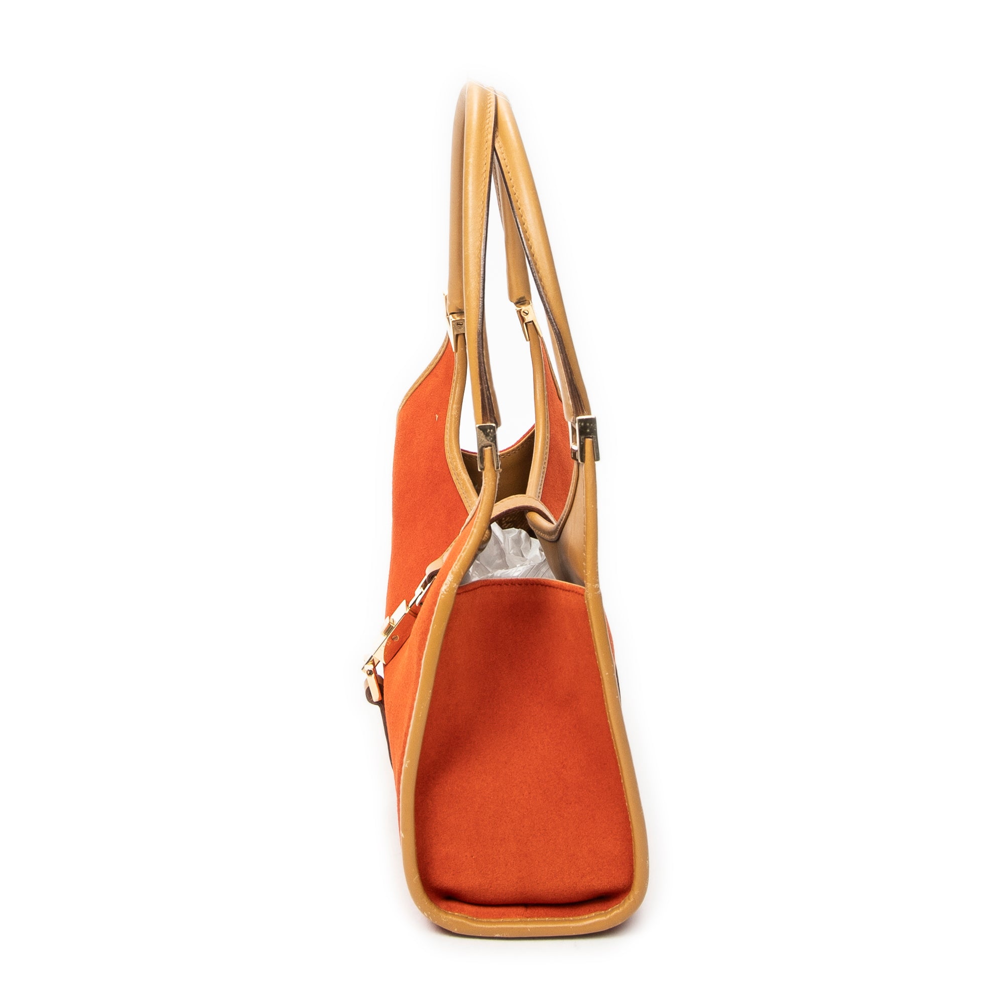Shoulder Bag Small Bardot Tote Orange Suede Leather