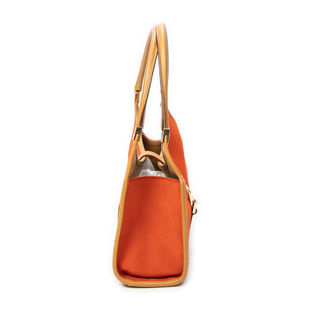 Shoulder Bag Small Bardot Tote Orange Suede Leather