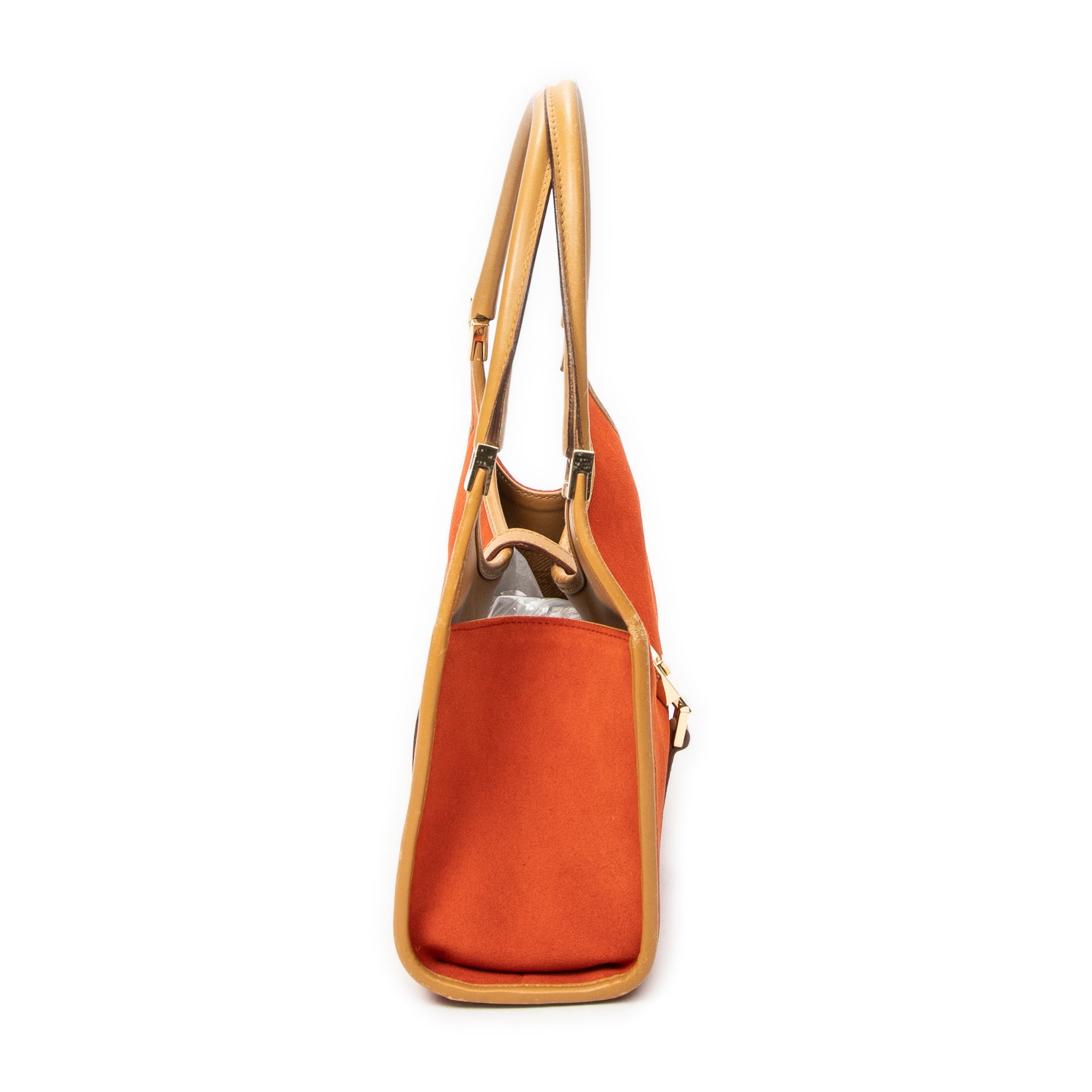 Shoulder Bag Small Bardot Tote Orange Suede Leather