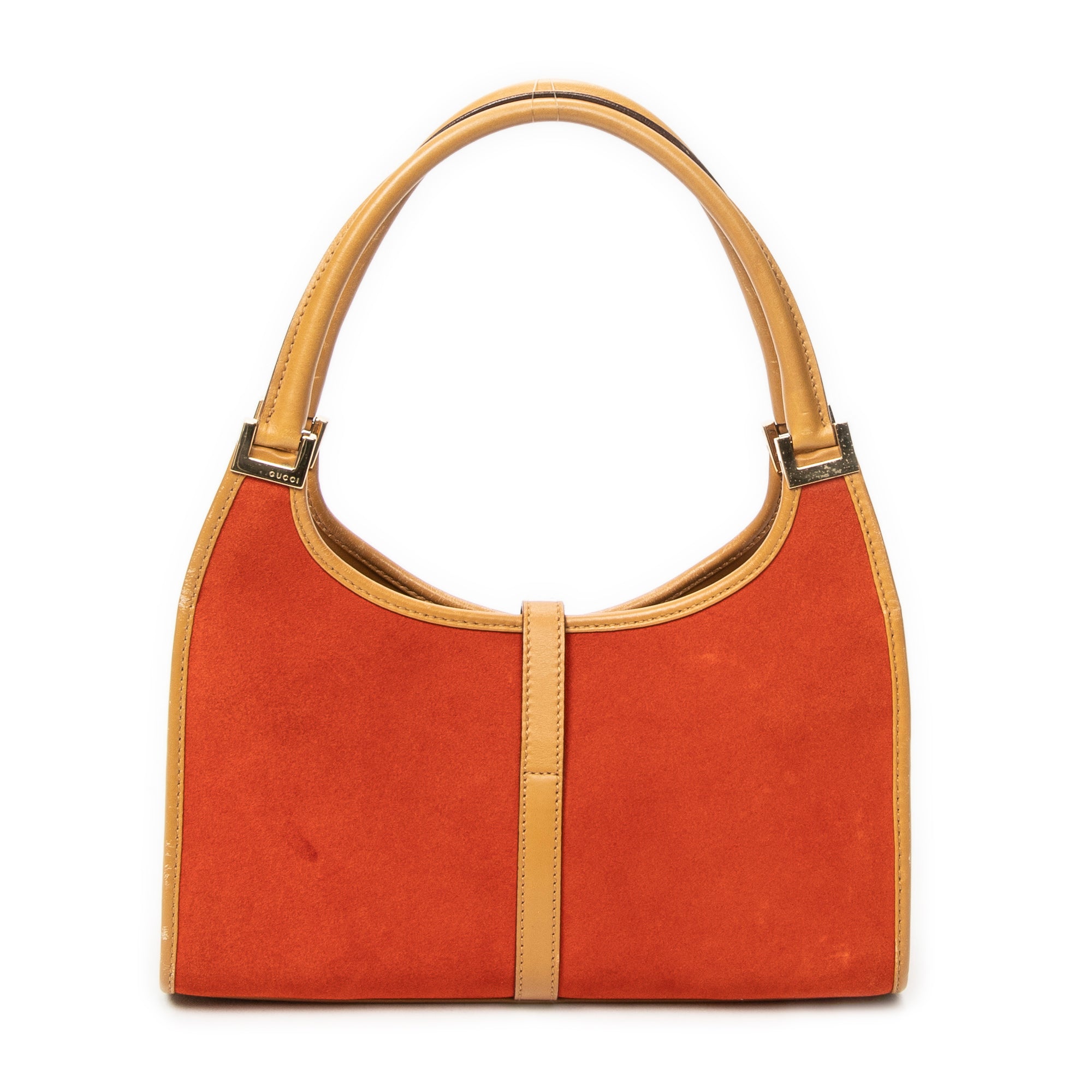 Shoulder Bag Small Bardot Tote Orange Suede Leather