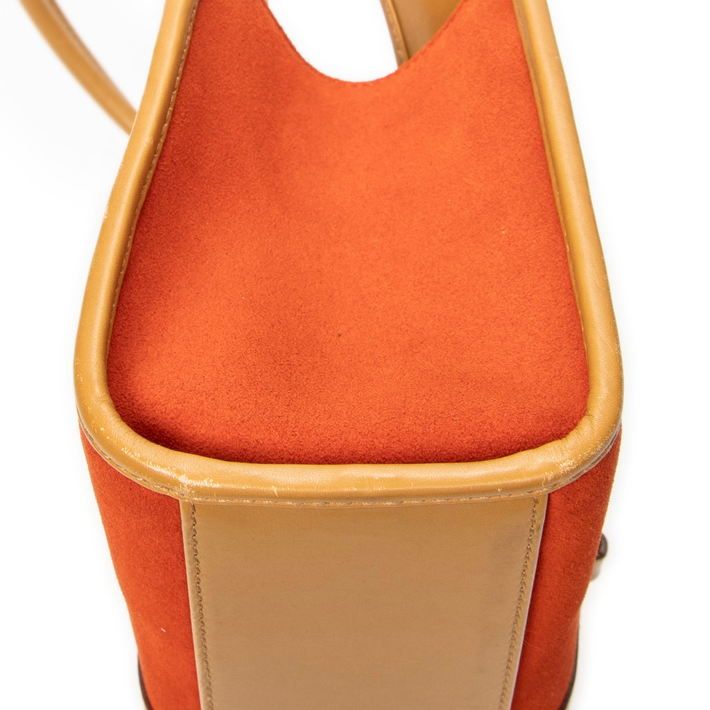Shoulder Bag Small Bardot Tote Orange Suede Leather
