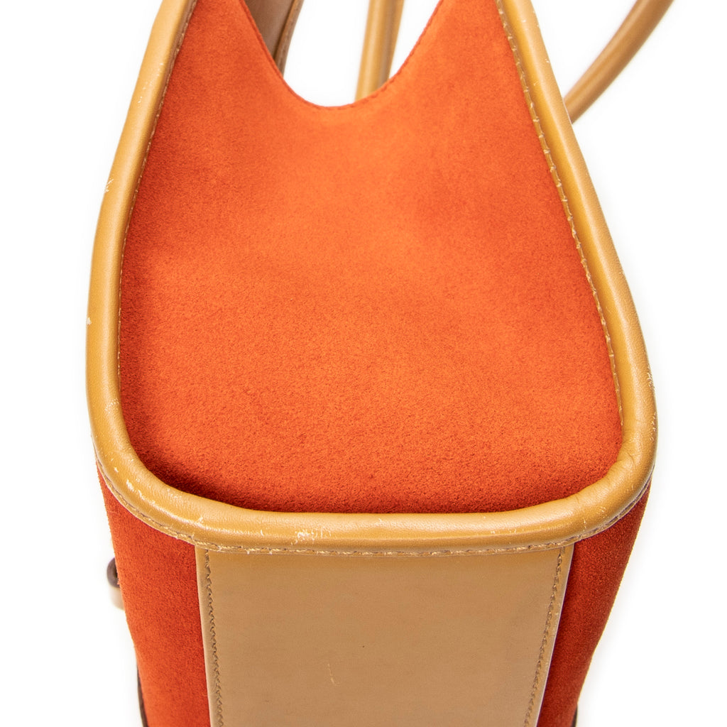 Shoulder Bag Small Bardot Tote Orange Suede Leather