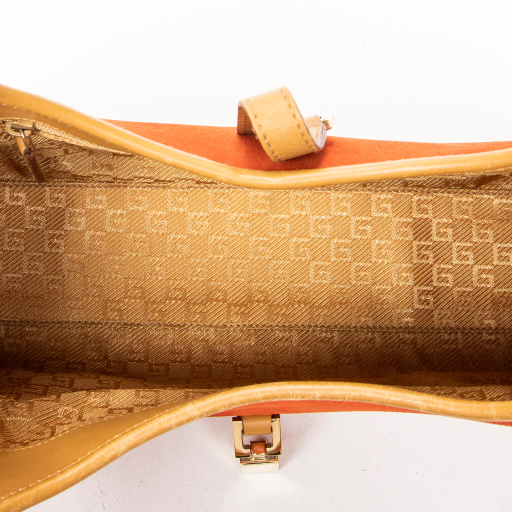 Shoulder Bag Small Bardot Tote Orange Suede Leather