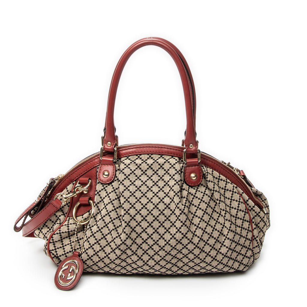 Shoulder Bag Medium Sukey Boston Beige Diamante Canvas