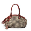 Shoulder Bag Medium Sukey Boston Beige Diamante Canvas