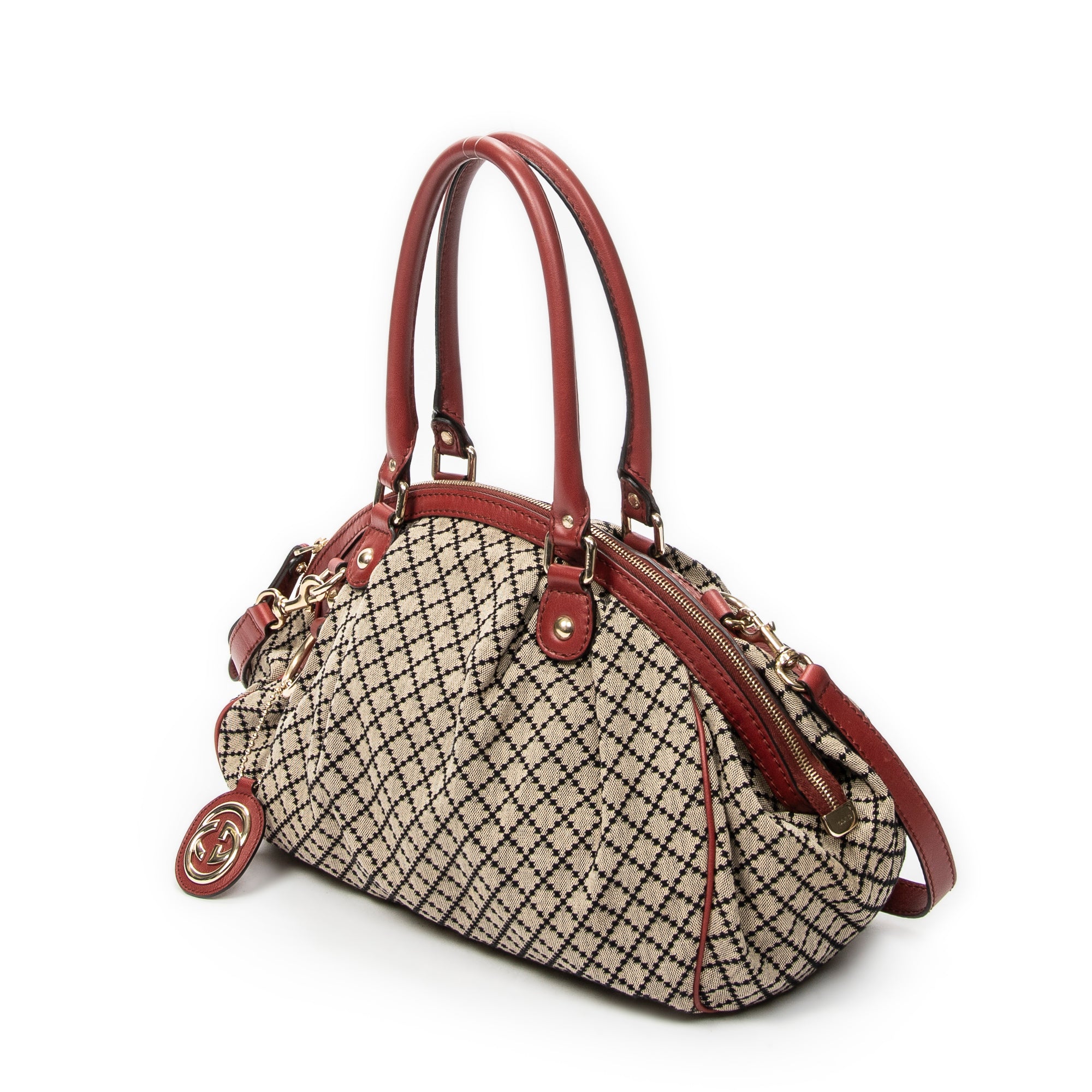 Shoulder Bag Medium Sukey Boston Beige Diamante Canvas