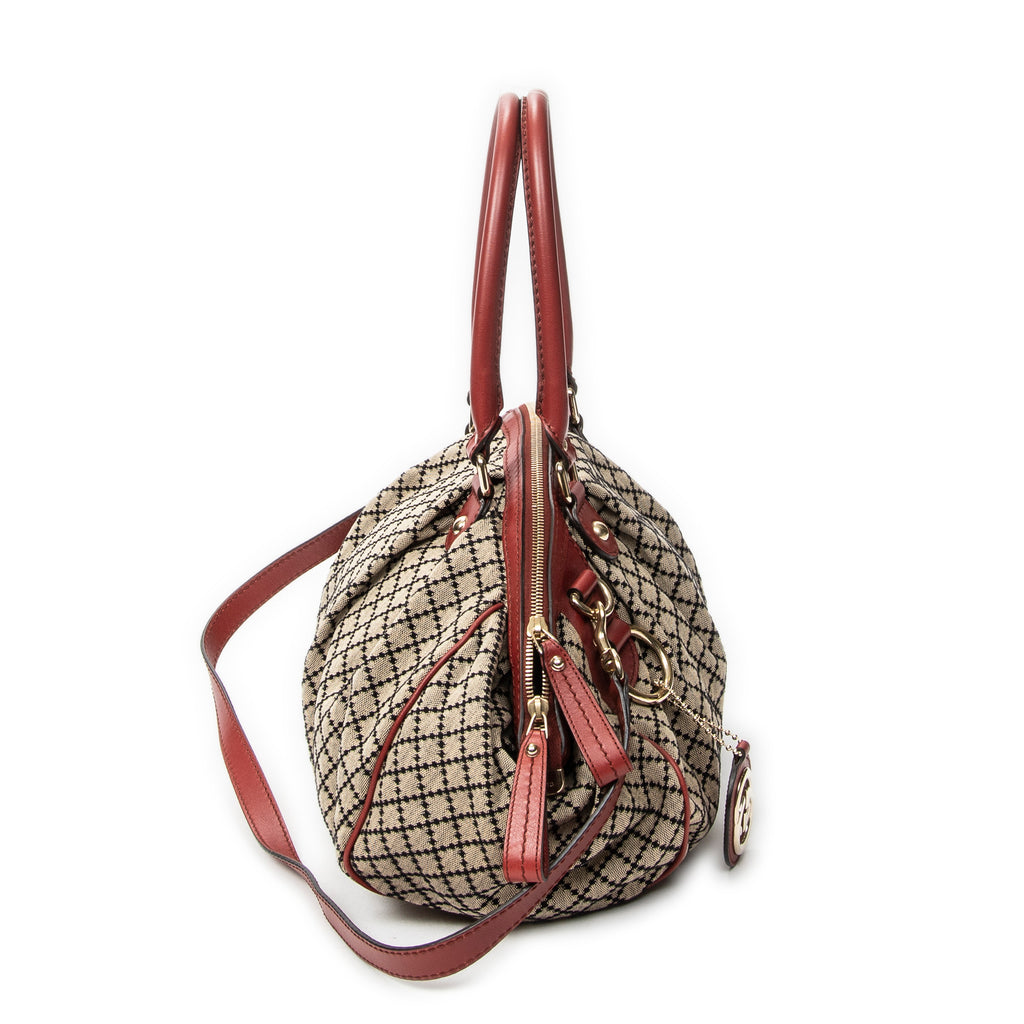 Shoulder Bag Medium Sukey Boston Beige Diamante Canvas