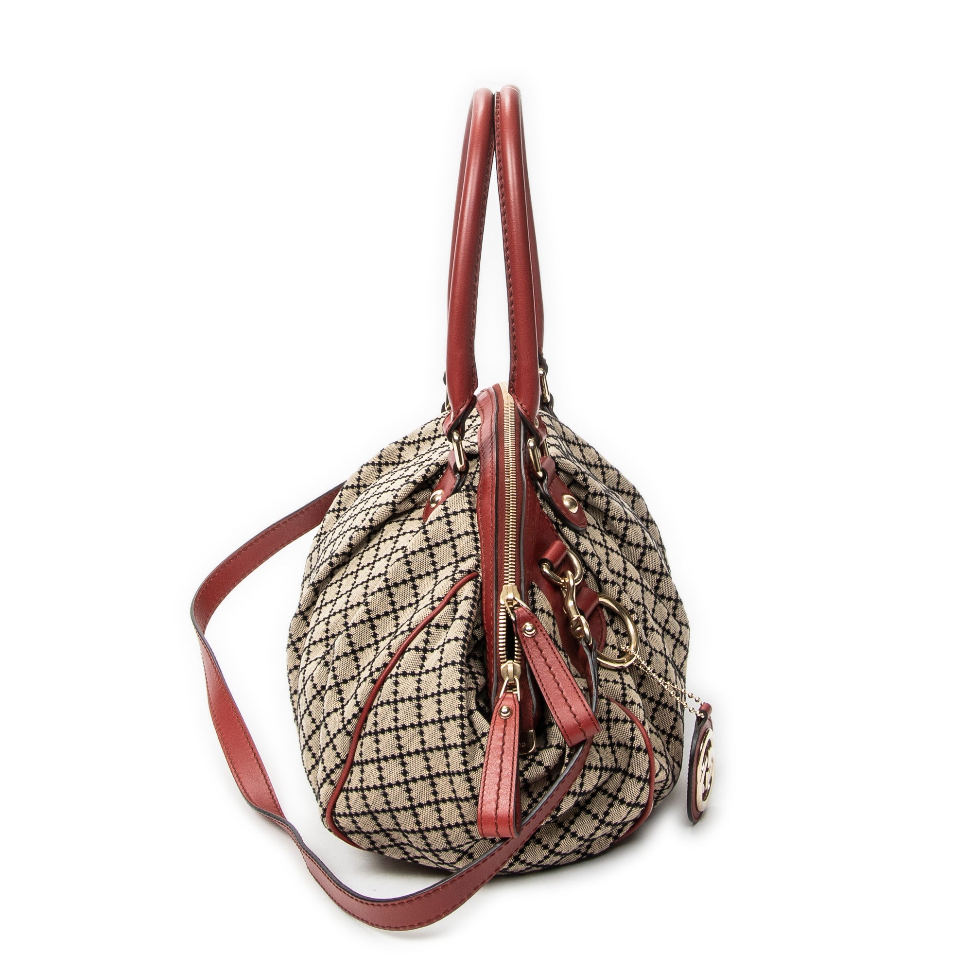 Shoulder Bag Medium Sukey Boston Beige Diamante Canvas
