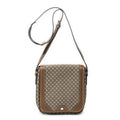Shoulder Bag Snap Flap Crossbody Beige Diamante Coated Canvas