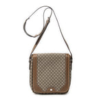 Shoulder Bag Snap Flap Crossbody Beige Diamante Coated Canvas