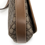Shoulder Bag Snap Flap Crossbody Beige Diamante Coated Canvas