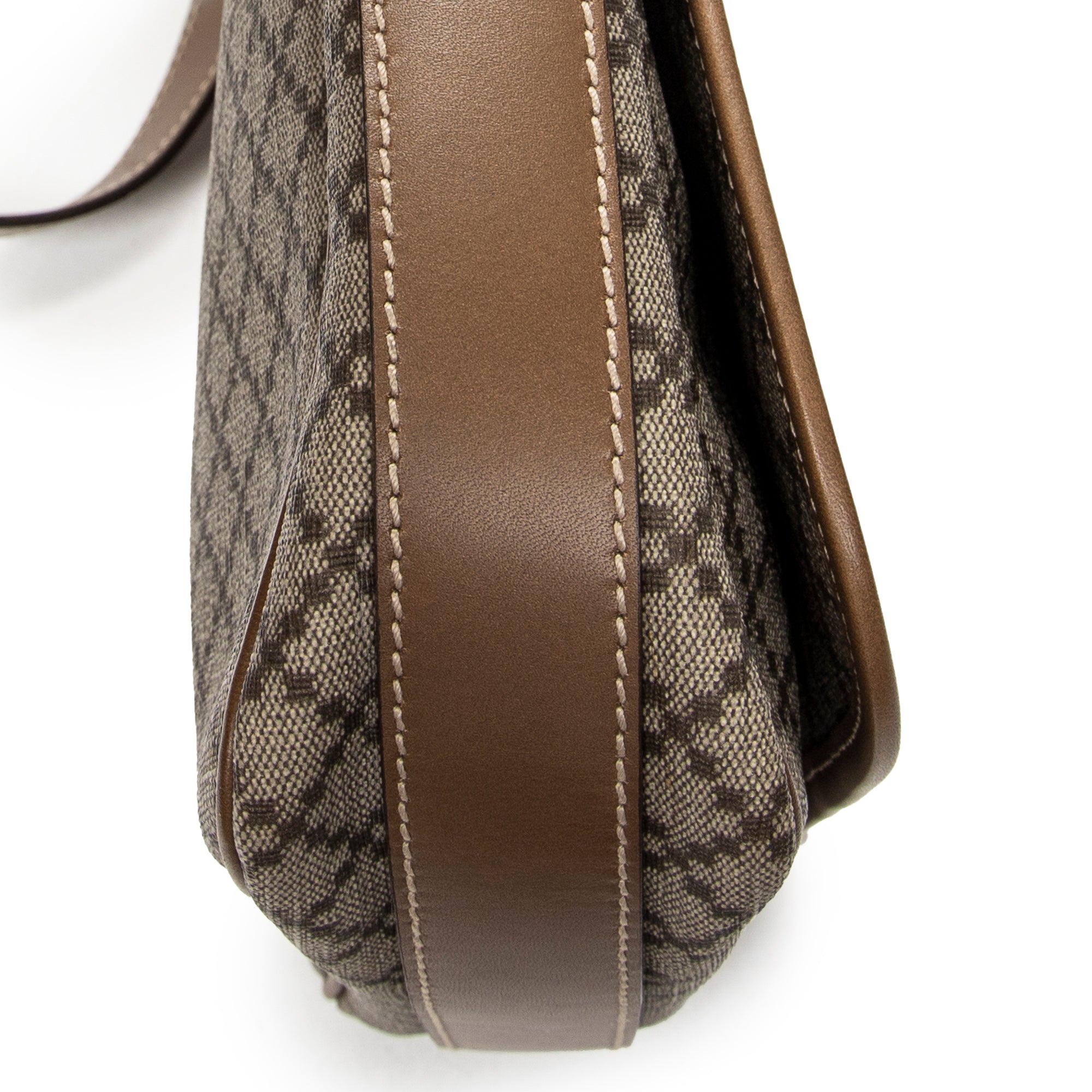 Shoulder Bag Snap Flap Crossbody Beige Diamante Coated Canvas