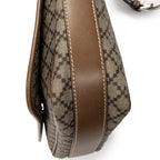 Shoulder Bag Snap Flap Crossbody Beige Diamante Coated Canvas