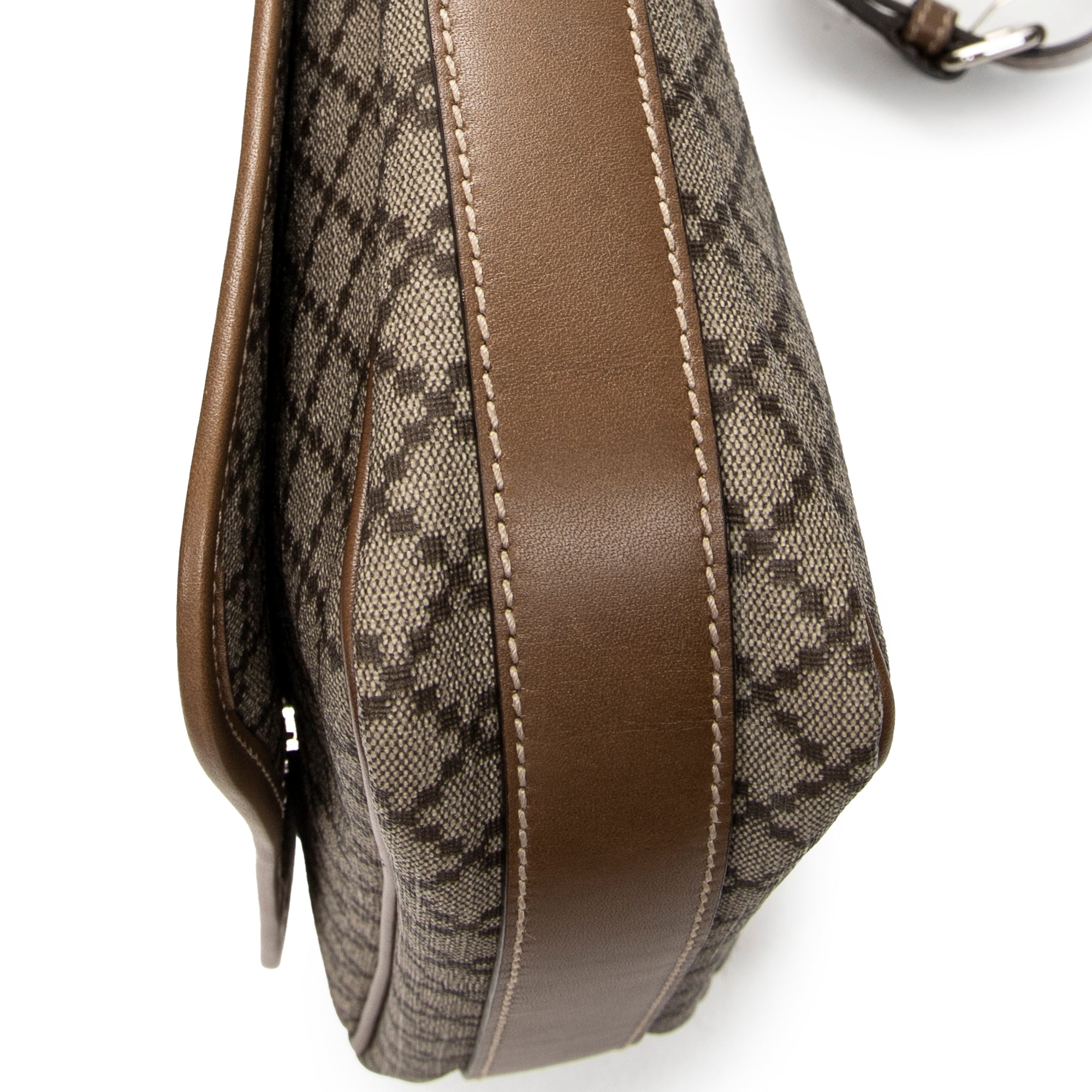Shoulder Bag Snap Flap Crossbody Beige Diamante Coated Canvas
