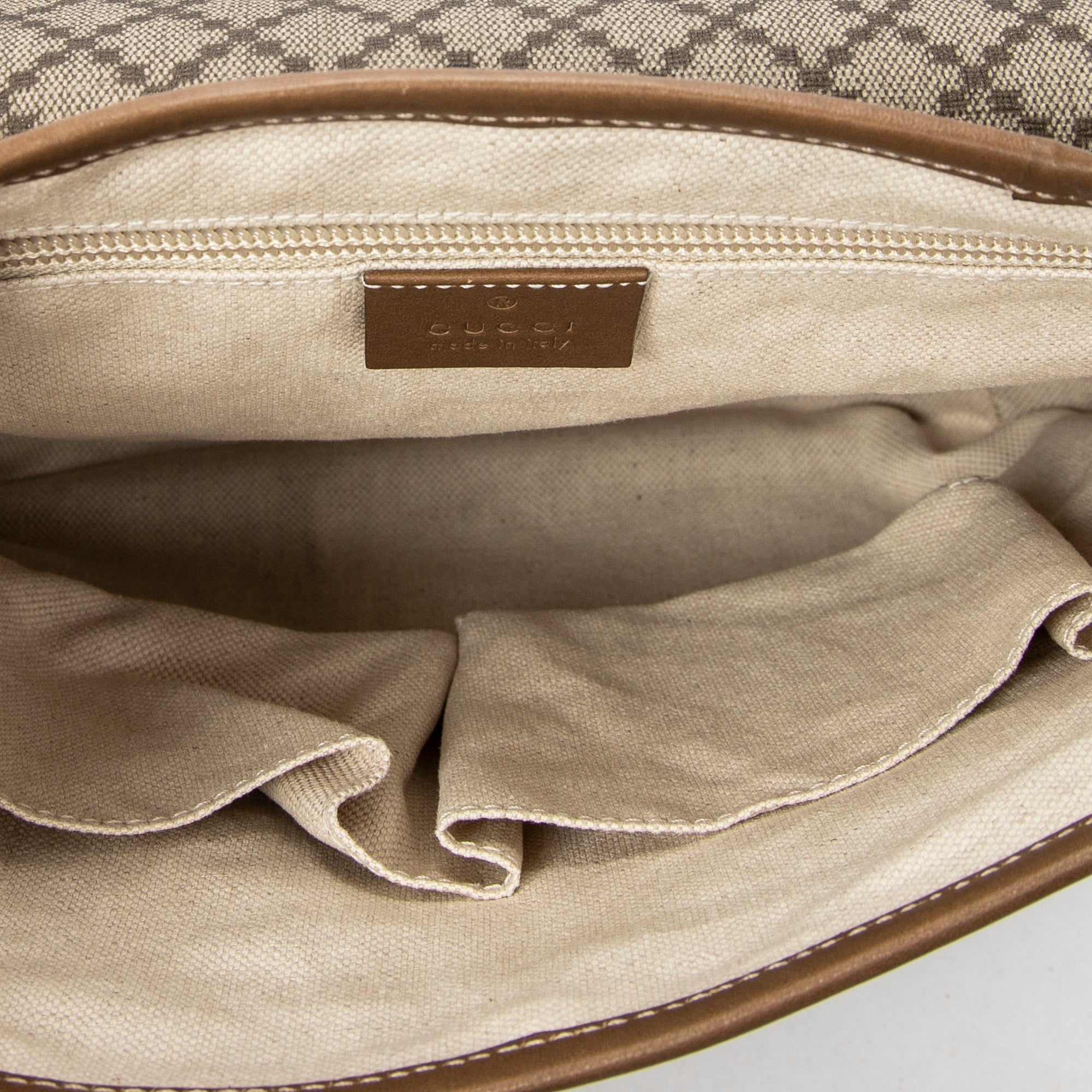 Shoulder Bag Snap Flap Crossbody Beige Diamante Coated Canvas
