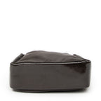 Shoulder Bag Top Handle Bamboo Satchel Dark Brown Nylon Canvas