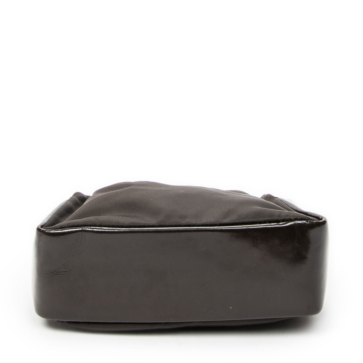 Shoulder Bag Top Handle Bamboo Satchel Dark Brown Nylon Canvas