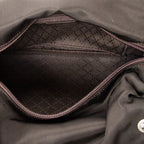 Shoulder Bag Top Handle Bamboo Satchel Dark Brown Nylon Canvas