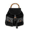 Backpack Large Bamboo Backpack Black Suede Leather