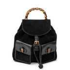 Backpack Large Bamboo Backpack Black Suede Leather