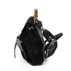 Backpack Large Bamboo Backpack Black Suede Leather