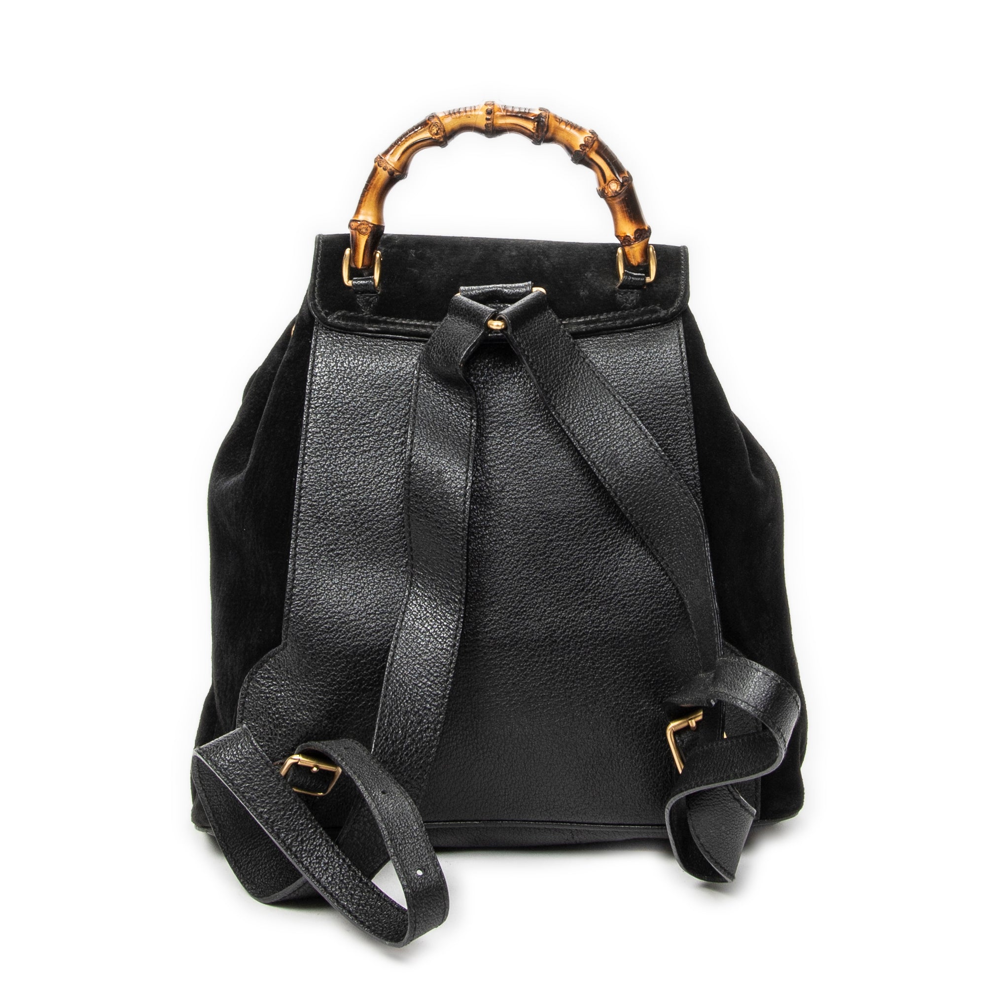 Backpack Large Bamboo Backpack Black Suede Leather